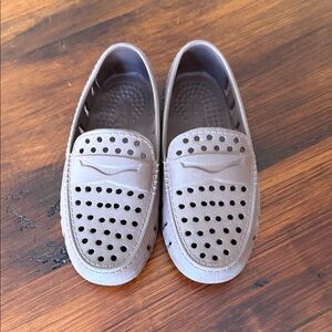 Brown Perforated Loafers with Textured Soles